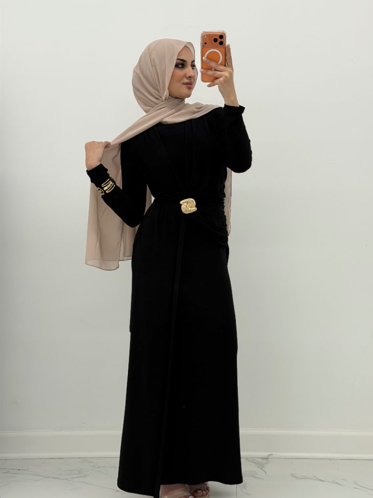 Aurelia Drape Dress Black