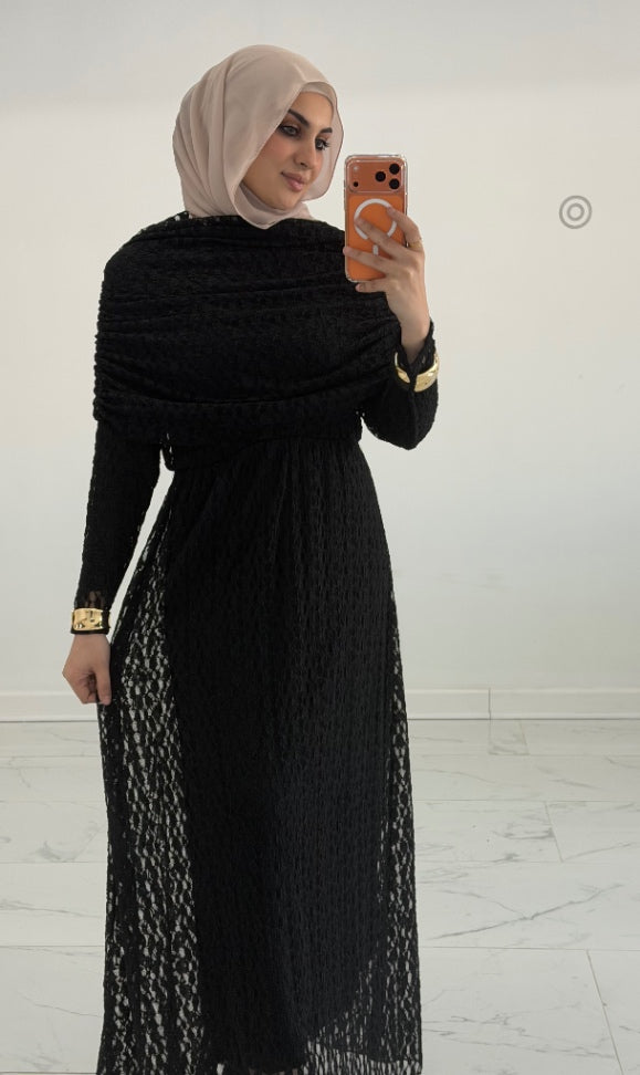 Veil Lace Dress Black