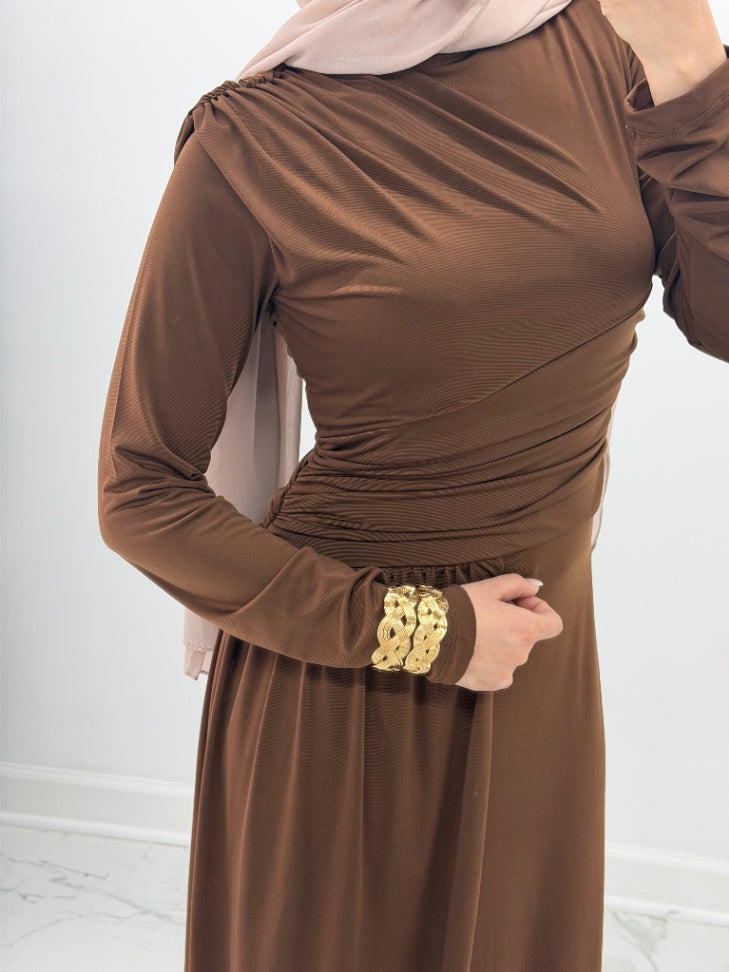 Sienna Drape Dress Brown