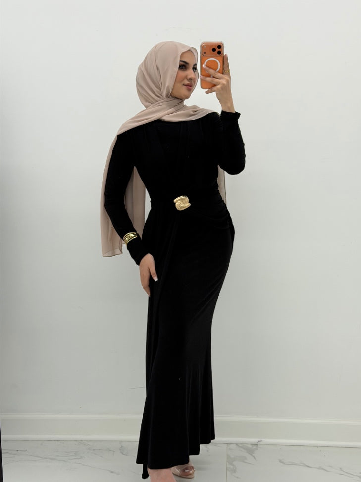 Aurelia Drape Dress Black