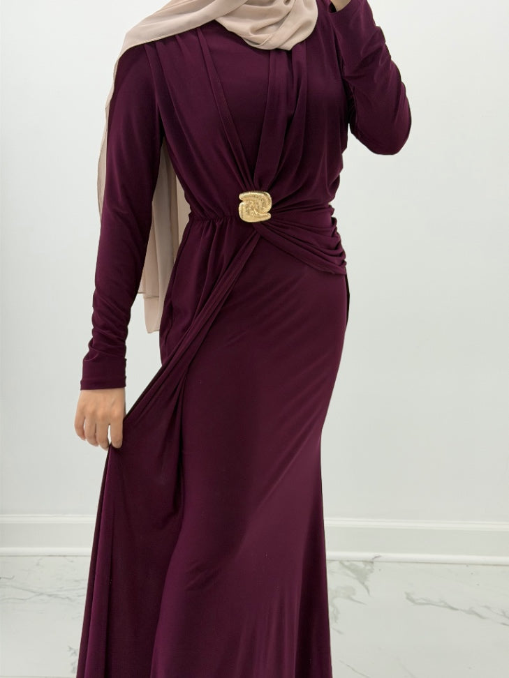 Aurelia Drape Dress Burgundy