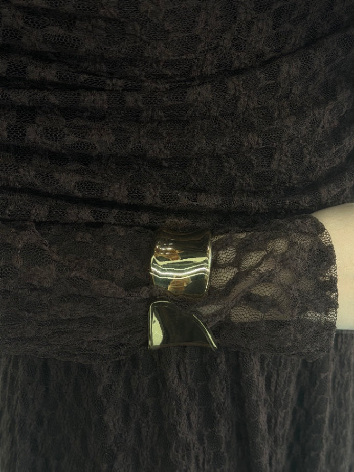 Veil Lace Dress Brown