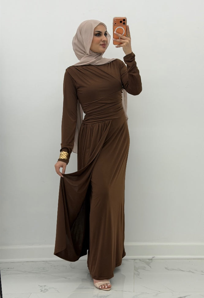 Sienna Drape Dress Brown