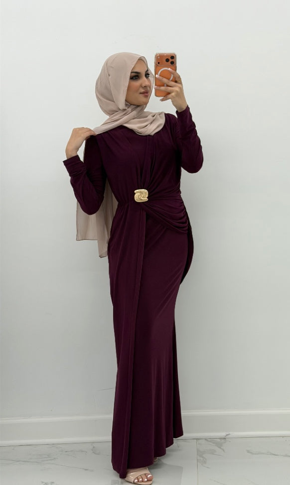 Aurelia Drape Dress Burgundy