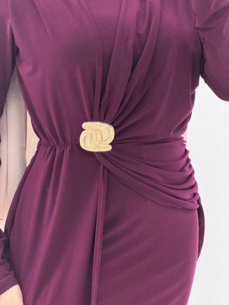 Aurelia Drape Dress Burgundy